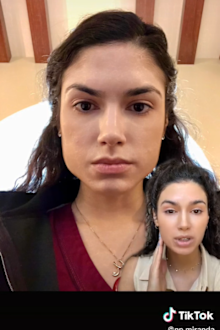 Miranda - 'certified cosmetic nurse injector' critiques her own face after backlash on her video of Natalia Dyer.