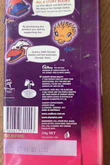 Sydney 2000 Olympics themed Cadbury chocolate found in between shelves of supermarket