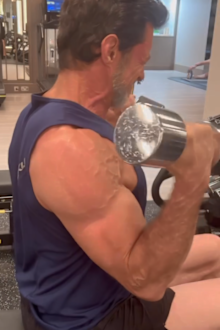 Hugh Jackman training at the gym for his role as Wolverine in Deadpool 3