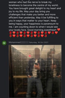 Amanda says she was won over by Mohammed's 'love letters'.
