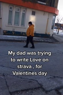 man attempts to write love on strava