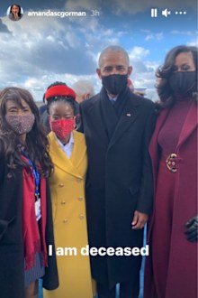 Amanda Gorman with Barack and Michelle Obama 