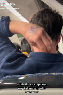 man break up note written on hand