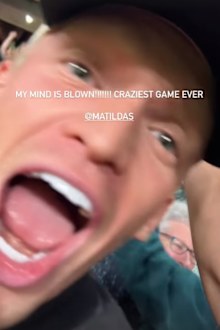 Cody Simpson cheering on Matildas