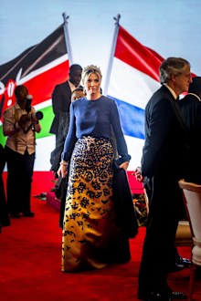 NAIROBI, KENYA - MARCH 18: Queen Maxima of The Netherlands attends a state banquet offered by President William Ruto of Kenya and First Lady Rachel Ruth at State House on March 18, 2025 in Nairobi, Kenya.  (Photo by Patrick van Katwijk/Getty Images)