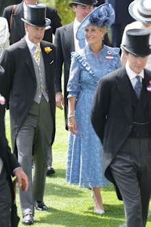 Prince Edward, Earl of Wessex and Sophie, Countess of Wessex speak in the parade ring during Royal Ascot 2022 at Ascot Racecourse on June 15, 2022 in Ascot, England.