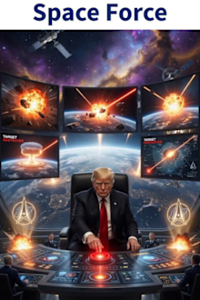 AI-GENERATED IMAGE: The meme showed President Donald Trump pressing a large red button, seemingly deploying nuclear weapons from aboard a Space Force craft.