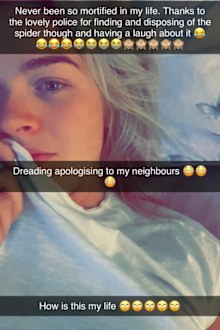 Hollie Hunter scared by spider