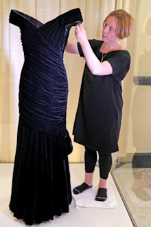 The dress worn by Princess Diana, designed by Victor Edelstein, worn as she famously danced with actor John Travolta is displayed ahead of the re-opening of Kensington Palace to the public tomorrow on July 29, 2020 in London, England