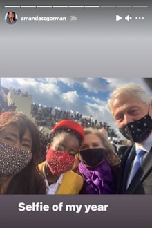 Amanda Gorman with Bill and Hillary Clinton 