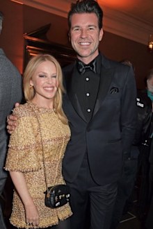 Kylie Minogue and Paul Solomons attend the BFI Chairman's dinner awarding Tilda Swinton with a BFI Fellowship at Rosewood London on March 2, 2020 in London, England
