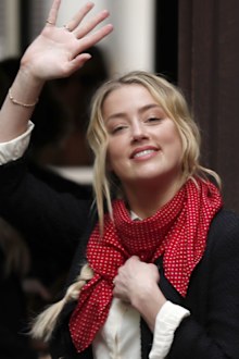 Amber Heard, actress and former wife of Johnny Depp, arrives at the High Court in Londonin London, Friday, July 17, 2020.