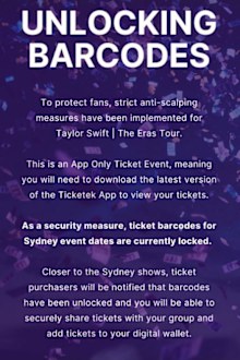 Ticketek Taylor Swift tickets