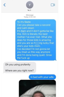 Pete Davidson hits back at Kanye West in tense text messages urging the rapper to 'grow up'.