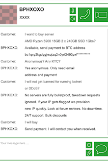 Screenshot of alleged customer interactions 