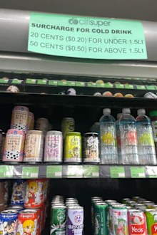 grocery prices cold drinks surcharge sign reddit