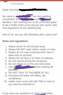 The list was sent to all the guests