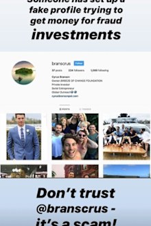 Matty J, victim, identity theft, screenshots, Instagram