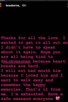 KC added further details in an Instagram story.