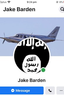 A flag associated with the terrorist group ISIS appeared as Mr Barden's profile picture before his account was disabled.