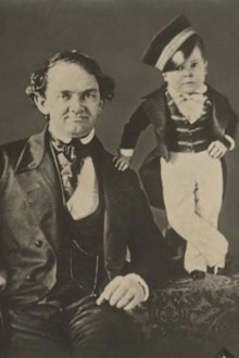 P.T. Barnum and the young Charles Stratton, circa 1850.