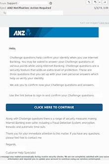 The sole purpose of this elaborate phishing scam is to harvest the login credentials of ANZ customers