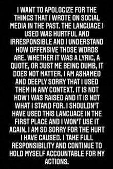 Billie Eilish's boyfriend Matthew Tyler Vorce apologises for his past racist and homophobic posts.