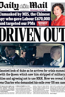 The Daily Star's front-page the day it was announced Prince Andrew would be stripped of his HRH and military titles and patronages.