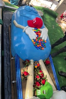 Mary Stocks Martin built her own M&M-themed casket which she kept at home long before it was put in use.