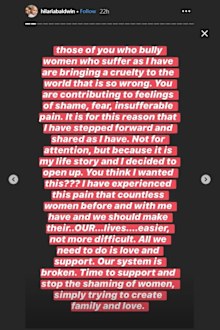 Hilaria Baldwin posted a series of Instagram stories addressing the negative comments she's received.