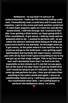 The Kid Laroi apologises to fan after concert cancellation.