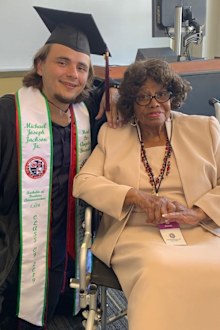 Prince Jackson and Katherine Jackson at graduation