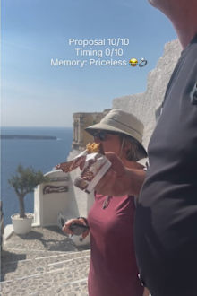 couple greece engagement interrupted