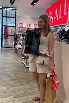 Christina, from the Instagram account The Stingy Mama