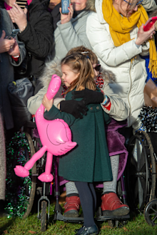 Gemma Clark from Lincolnshire hugs Princess Charlotte after the Christmas Day morning church service at St Mary Magdalene Church in Sandringham, Norfolk. 