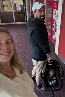 Isabella Staskowski and fiance Drew Jones with newborn baby