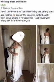 Bride sells wedding dress after fiancé cheated