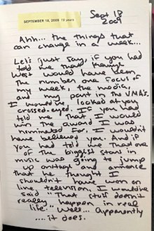 Taylor Swift's diary entry about Kanye West