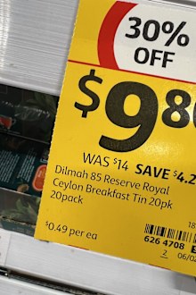 Coles sales tags per unit pricing for teabags