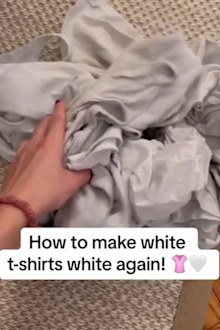Professional organiser Caroline Solomon shows how she gets her white washing bright again.