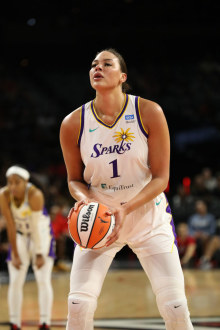 Liz Cambage shooting a free throw. (Photo by Richie Banks/NBAE via Getty Images)