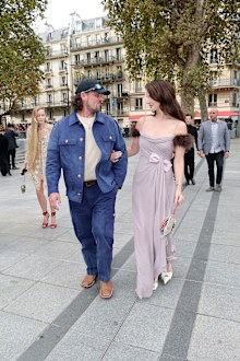 PARIS, FRANCE - OCTOBER 05: Jeremy Dufrene and Lana Del Rey attend Valentino show as part of Paris Fashion Week on October 05, 2025 in Paris, France. (Photo by Jacopo M. Raule/Getty Images for Valentino)