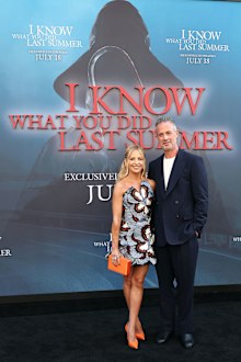 LOS ANGELES, CALIFORNIA - JULY 14: (L-R) Sarah Michelle Gellar and Freddie Prinze Jr. attend the premiere of Columbia Pictures' I Know What You Did Last Summer at The United Theater on Broadway on July 14, 2025 in Los Angeles, California. (Photo by Monica Schipper/Getty Images)