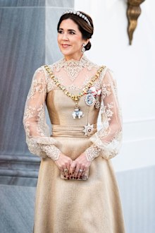 COPENHAGEN, DENMARK - JANUARY 1:  Queen Mary of Denmark attends the New Year's Court/the New Year's Day Parade hosted by King Frederik X of Denmark and Queen Mary of Denmark at Christian VII's Palace on January 1, 2026 in Copenhagen, Denmark.  (Photo by Martin Sylvest Andersen/Getty Images)