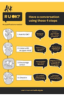 R U OK? tips for having a conversation.