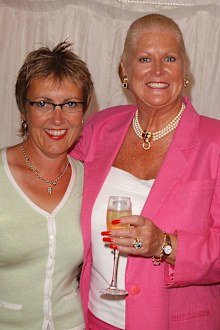 LONDON - JUNE 4: Kim Woodburn (Left) and Aggie McKenzie of Channel 4's "How Clean Is Your House?" arrive on the penultimate day of filming of television program "Hell's Kitchen" at Brick Lane on June 4, 2004 in London. Hell's Kitchen is the latest reality TV show in Britain, featuring a host of celebrities working together in a kitchen under the guidance of celebrity chef Gordon Ramsey. (Photo by David Westing/Getty Images) *** Local Caption *** Kim Woodburn; Aggie McKenzie