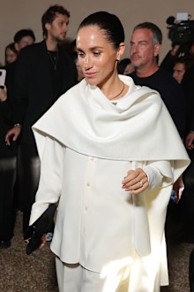 PARIS, FRANCE - OCTOBER 04: Meghan Markle, Duchess of Sussex attends the Balenciaga Womenswear Spring/Summer 2026 show as part of Paris Fashion Week on October 04, 2025 in Paris, France. (Photo by Arnold Jerocki/Getty Images for Balenciaga)