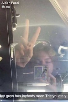 Aiden Fucci posted this Snapchat photo from the back of a police car.
