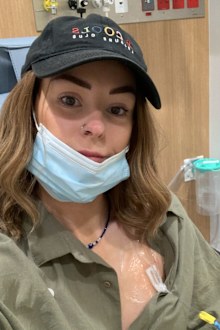 Rachael in hospital for chemotherapy.