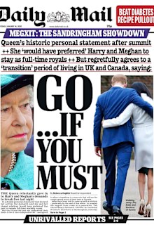 Daily Mail UK front pages Prince Harry Meghan Markle royal exit